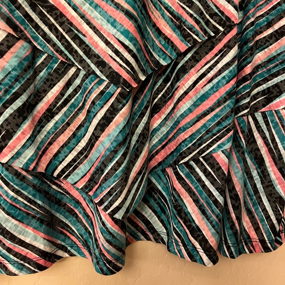 Catherines Teal/Pink/Black Striped Sleeveless Top - Picture 6 of 10